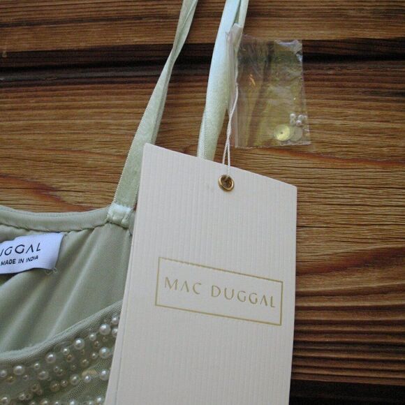 Mac Duggal 93735 Womens Green PEARL EMBELLISHED SOFT TIE ONE SHOULDER GOWN - Picture 14 of 16